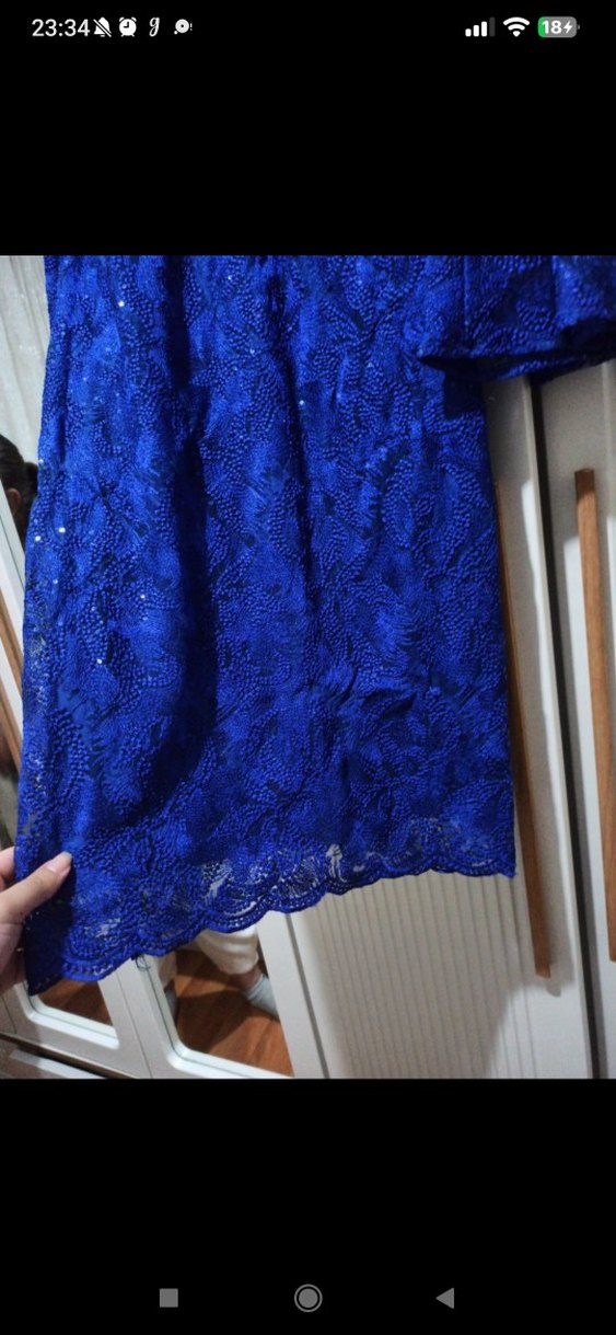 Dantel Detaylı Lacivert Midi Elbise - Görsel 3