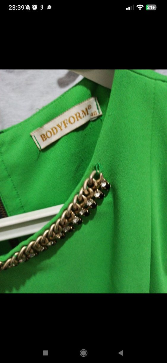 Yeşil Midi Drapeli Kolsuz Elbise - Görsel 4