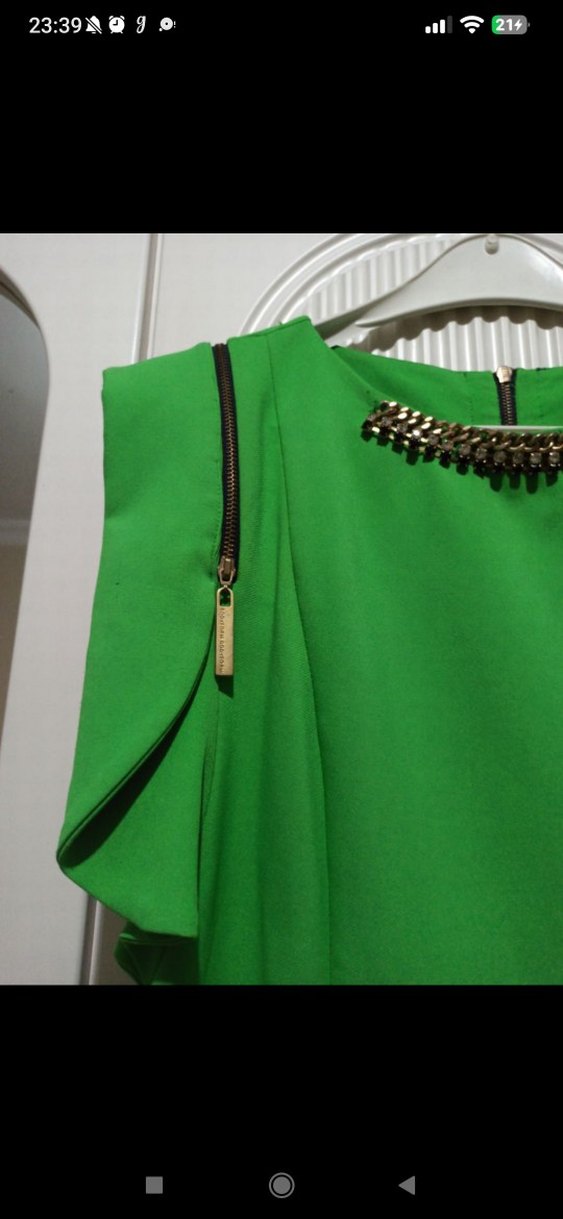 Yeşil Midi Drapeli Kolsuz Elbise - Görsel 3