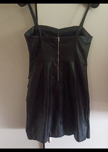 Siyah deri Straplez Mini Gotik Elbise - Görsel 4