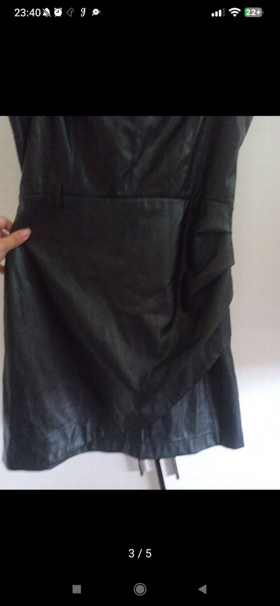 Siyah deri Straplez Mini Gotik Elbise - Görsel 3