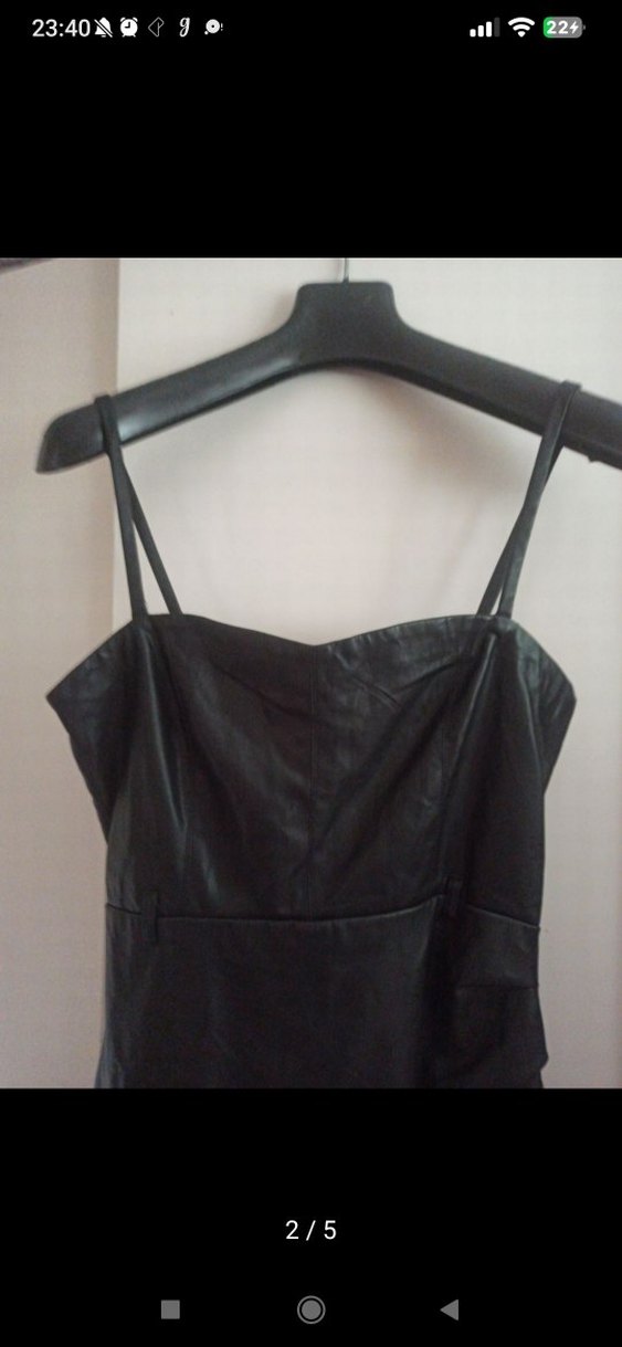 Siyah deri Straplez Mini Gotik Elbise - Görsel 2