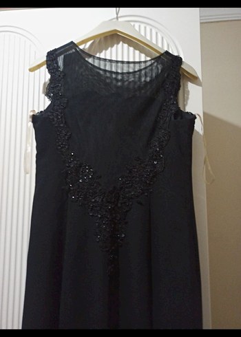 Siyah Drapeli Uzun Kadın Abiye Elbise - Görsel 5