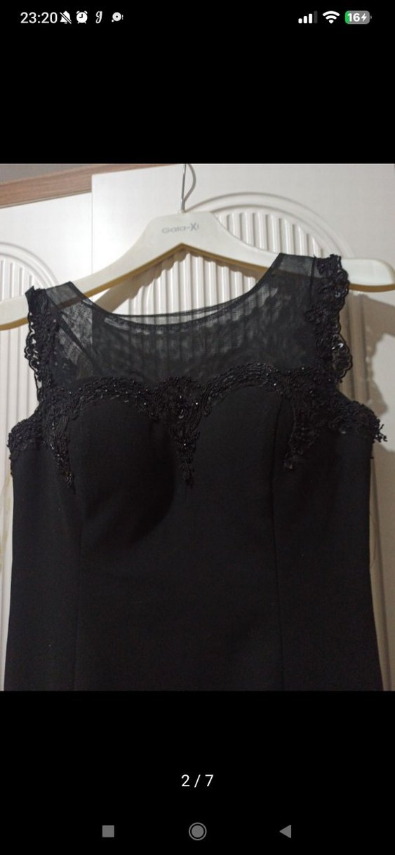 Siyah Drapeli Uzun Kadın Abiye Elbise - Görsel 2