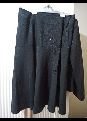 Siyah Nakışlı ve işlemeli Kadın Uzun Kollu Ceket ve etek takımı - Görsel 7