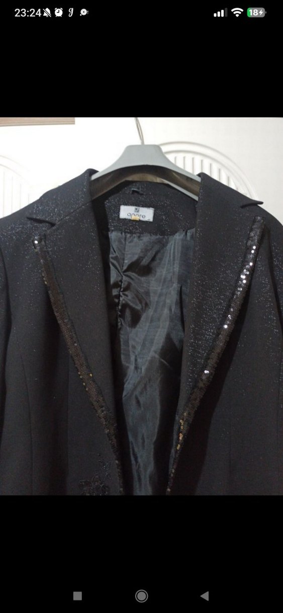 Siyah Nakışlı ve işlemeli Kadın Uzun Kollu Ceket ve etek takımı - Görsel 3