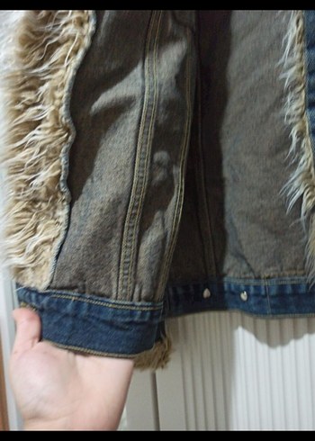 Kürk Detaylı Kadın Denim Ceket - Görsel 3