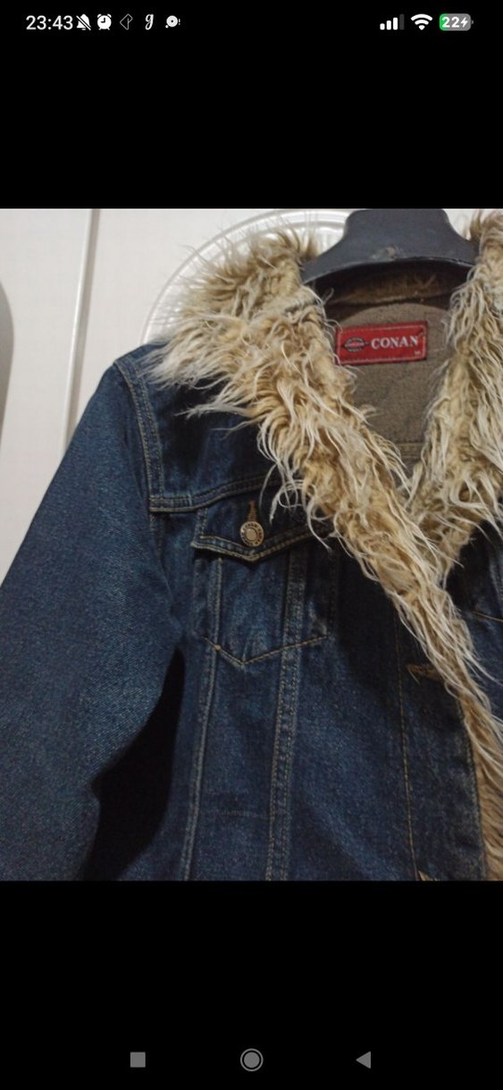 Kürk Detaylı Kadın Denim Ceket - Görsel 5