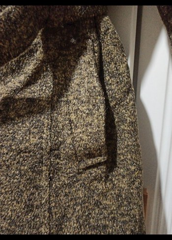 Kemerli Kahverengi Kısa Yün Kadın Kaban - Görsel 6