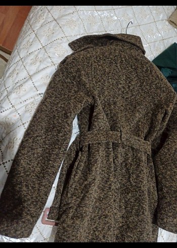 Kemerli Kahverengi Kısa Yün Kadın Kaban - Görsel 8