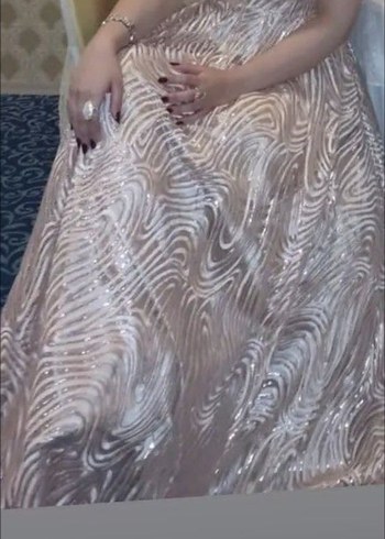 Drapeli V Yakalı Uzun Abiye Elbise - Görsel 8