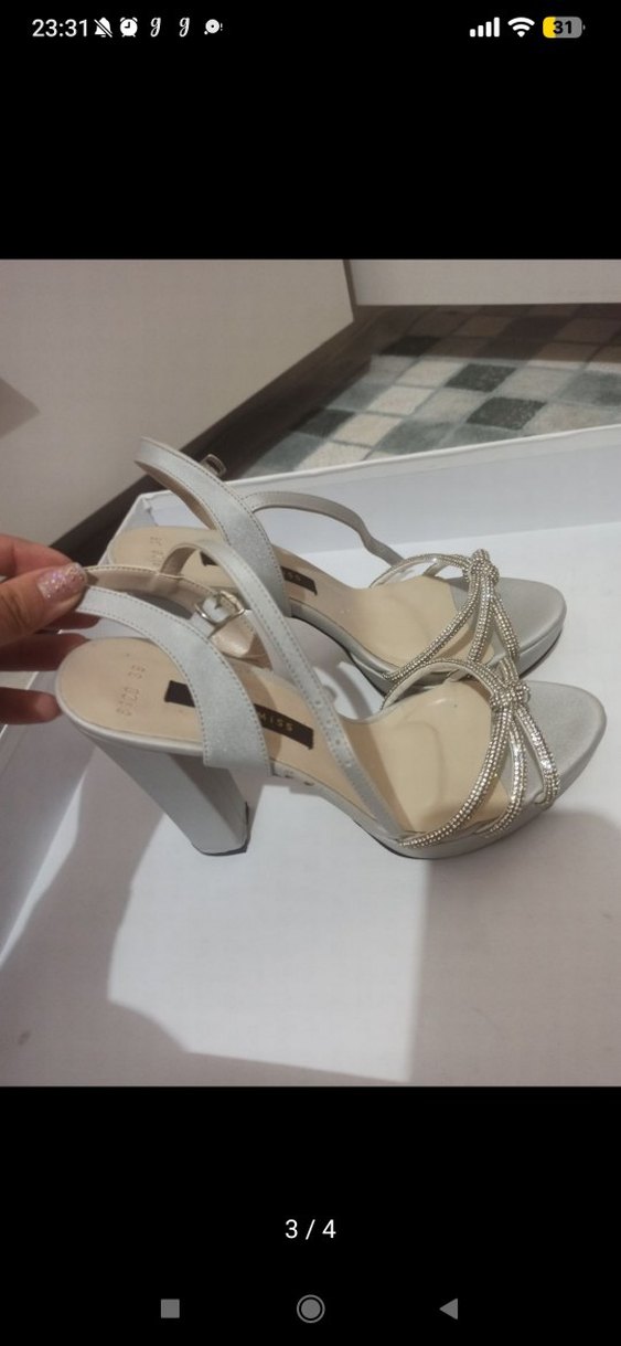 Gri Platform Topuklu Kadın Abiye Ayakkabı - Görsel 2