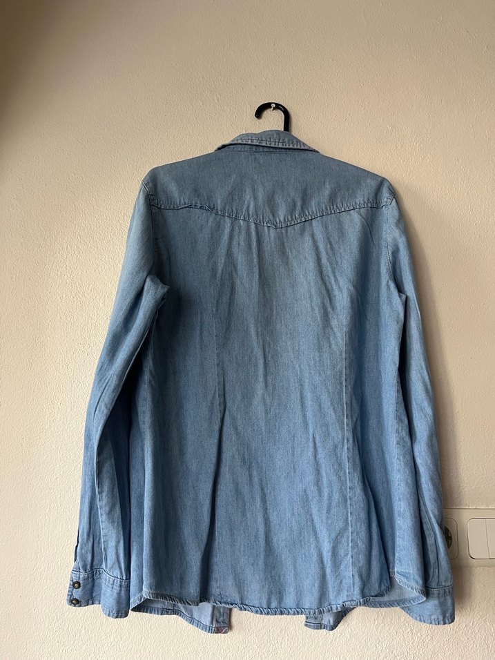 Kadın Denim Gömlek, Düğmeli, Rahat Kesim - Görsel 2