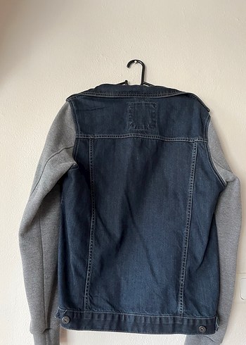 Gri Kapüşonlu Erkek Kot Ceket - Görsel 3