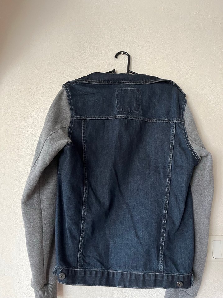 Gri Kapüşonlu Erkek Kot Ceket - Görsel 3