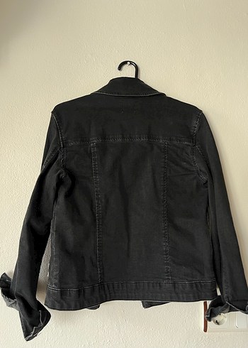 Siyah Kadın Denim Biker Ceket - Görsel 2