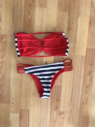 Diğer Çizgili bikini
