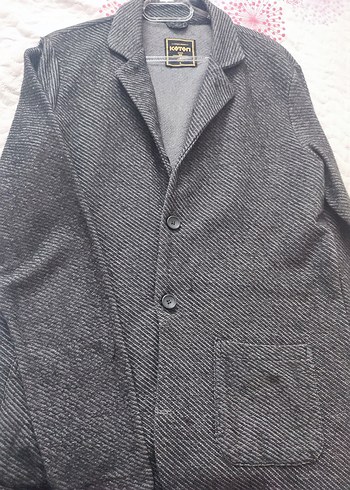 Erkek Gri Düğmeli Midi Ceket koton l beden - Görsel 3