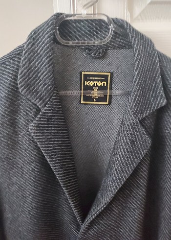 Erkek Gri Düğmeli Midi Ceket koton l beden - Görsel 2