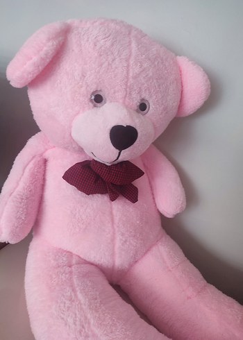 140 cm Pembe Papyonlu Büyük Ayıcık Peluş - Görsel 4