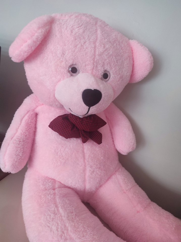 140 cm Pembe Papyonlu Büyük Ayıcık Peluş - Görsel 4