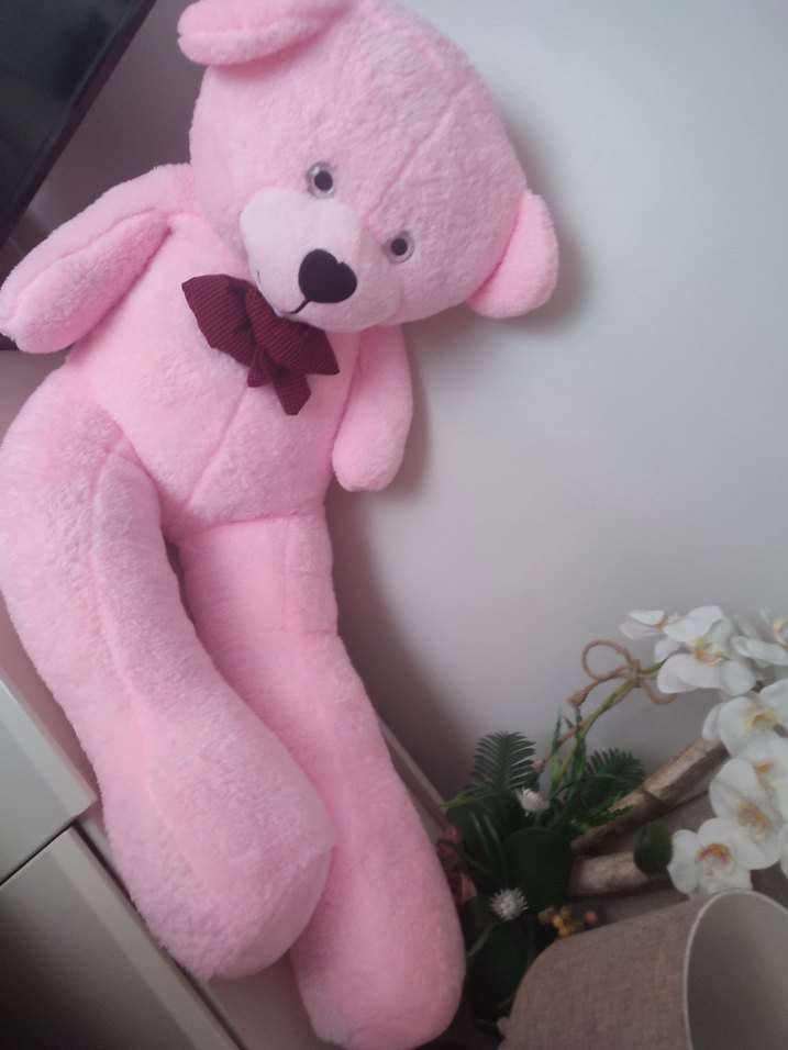 140 cm Pembe Papyonlu Büyük Ayıcık Peluş - Görsel 3