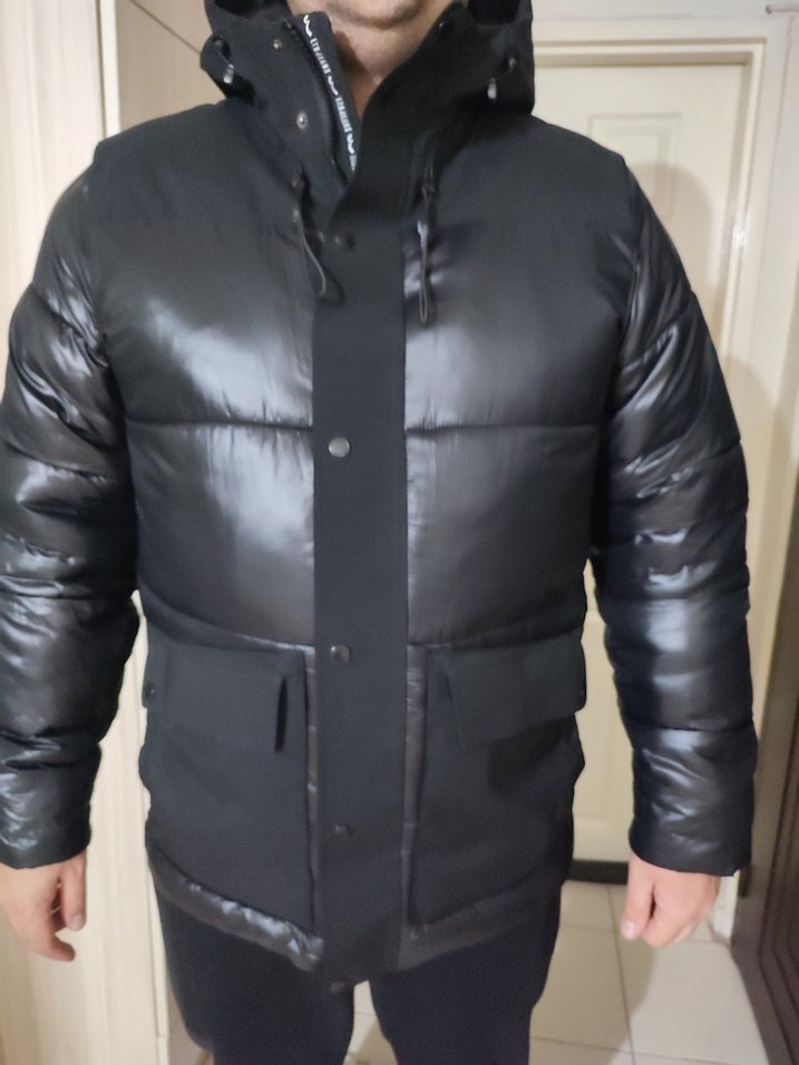 Siyah Kapüşonlu Erkek Mont l beden ltb yeni - Görsel 4