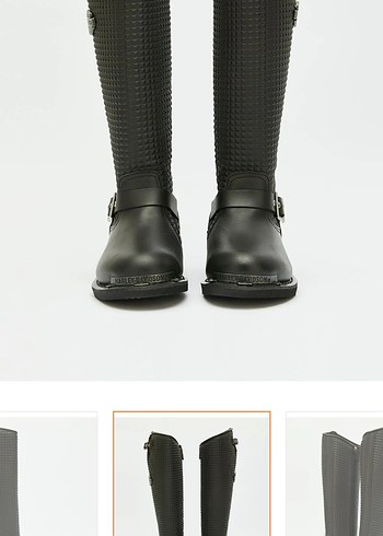 Kızlar için Tokalı Siyah Biker Deri Çizme - Görsel 3