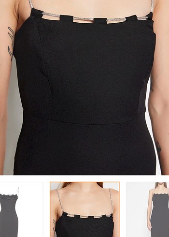 Siyah Straplez Uzun Kadın Elbise - Görsel 5