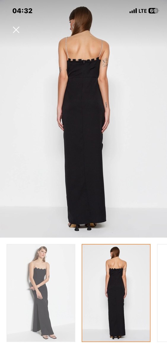 Siyah Straplez Uzun Kadın Elbise - Görsel 2