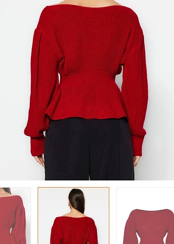 Kırmızı Triko Kadın Salaş Kazak - Görsel 5