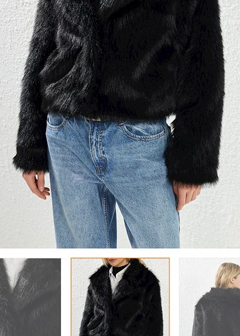 Kadın Siyah Midi Boy Kürk Ceket - Görsel 3