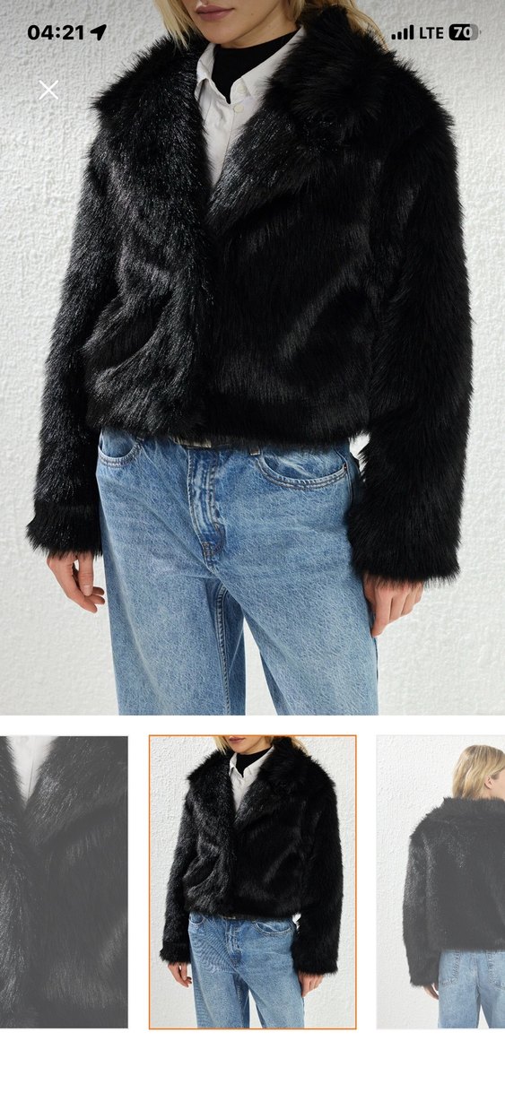 Kadın Siyah Midi Boy Kürk Ceket - Görsel 3