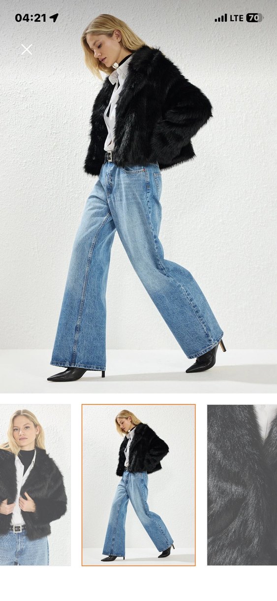 Kadın Siyah Midi Boy Kürk Ceket - Görsel 2