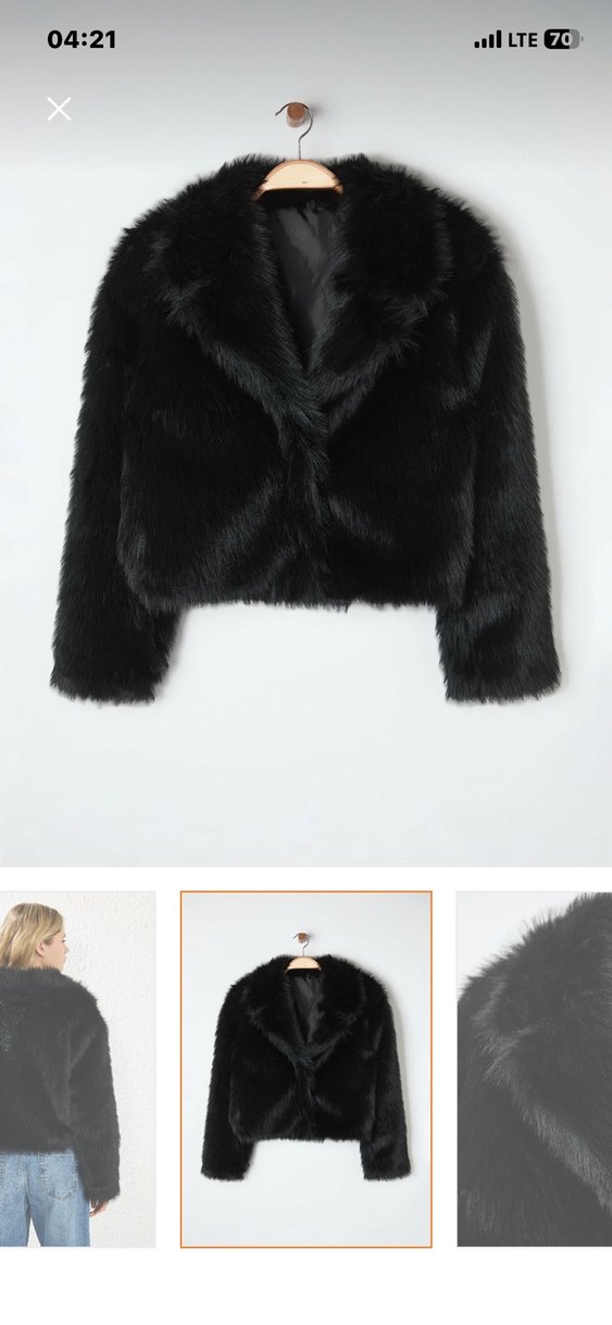Kadın Siyah Midi Boy Kürk Ceket - Görsel 4