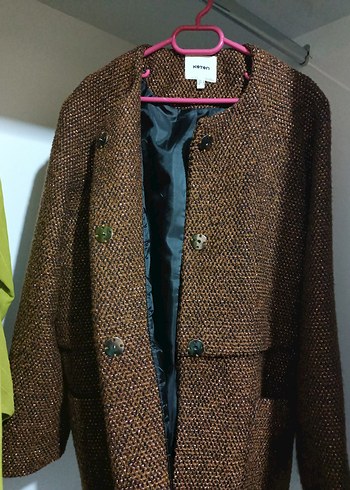 Kahverengi simli Kadın astarlı Kaban. ceket - Görsel 3