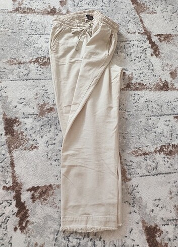Keten bej pantolon  - Görsel 3