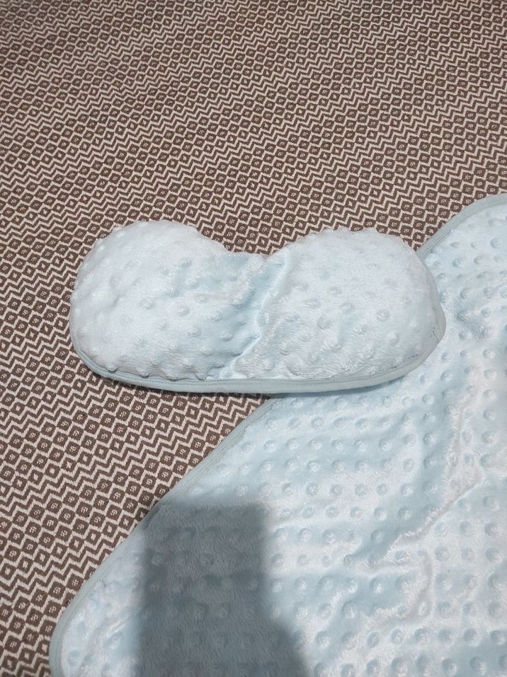 Mavi Noktalı Bebek Uyku Minderi ve Yastık - Görsel 2