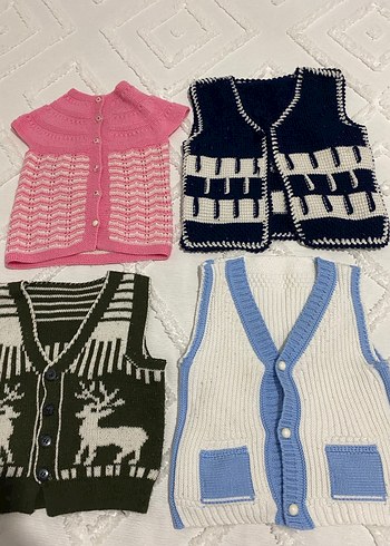 Kız /erkek Çocuk Örgü Kolsuz Desenli Yelekler - Görsel 2