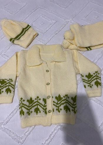 Kız Çocuk Beyaz Triko Hırka Takımı - Görsel 2