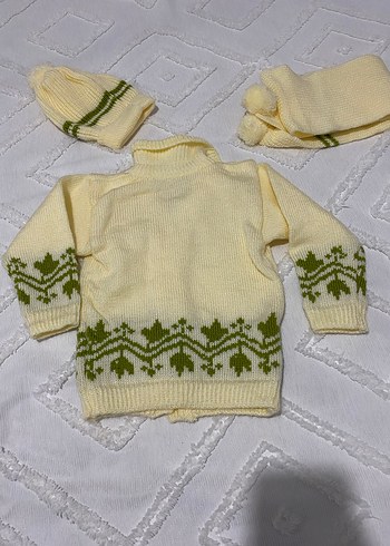 Kız Çocuk Beyaz Triko Hırka Takımı - Görsel 6