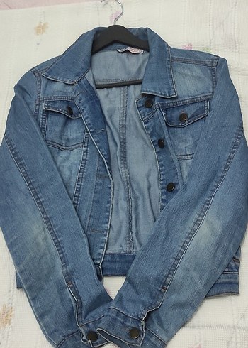 42 Beden mavi Renk Düğmeli Mavi Kadın Denim Ceket