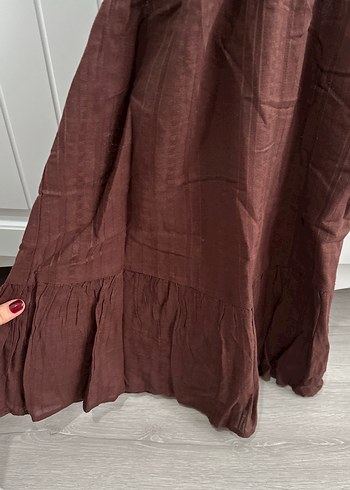 Pull and Bear Kahverengi Nakışlı Bohem Elbise - Görsel 4