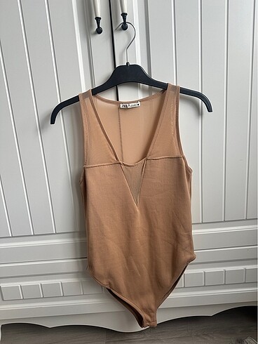 s Beden ten rengi Renk Zara Transparan çıtçıtlı body bluz