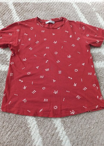 Kırmızı Baskılı kadin Tişörtü - Görsel 5