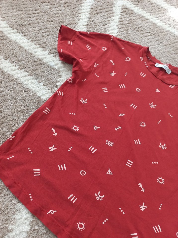 Kırmızı Baskılı kadin Tişörtü - Görsel 3