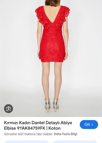 Dantel Detaylı Kırmızı Midi Elbise - Görsel 2