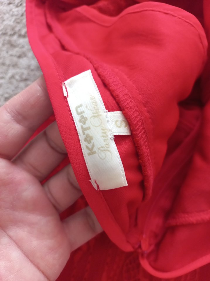 Dantel Detaylı Kırmızı Midi Elbise - Görsel 4