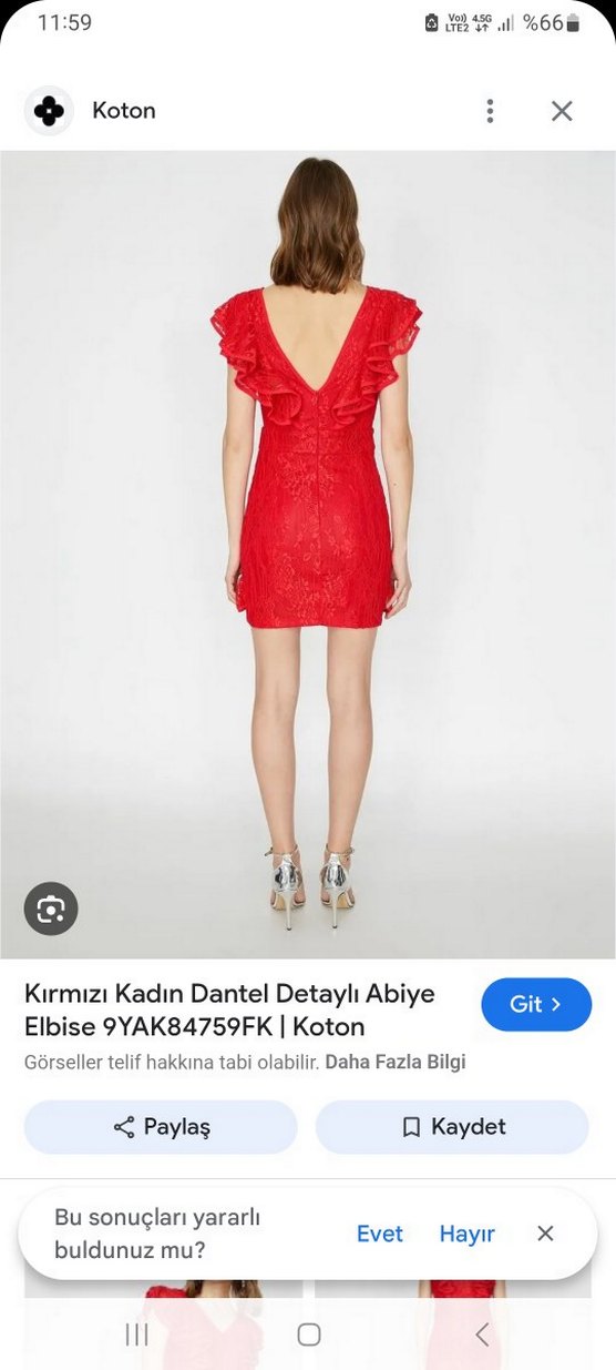 Dantel Detaylı Kırmızı Midi Elbise - Görsel 2