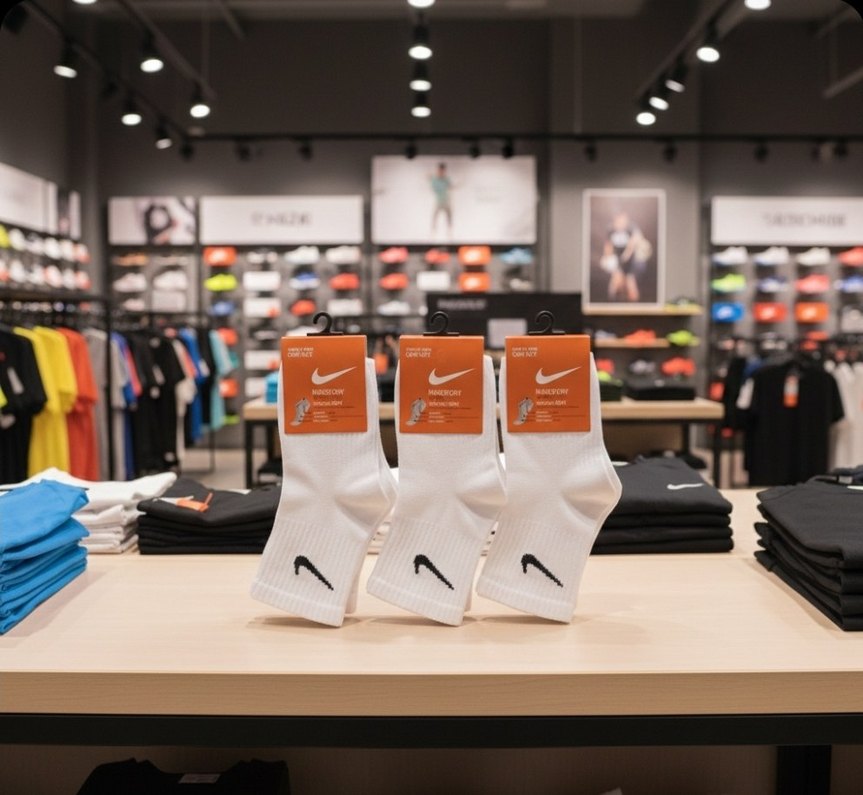 12 Çift Beyaz Nike Kolej Çorap - Görsel 2